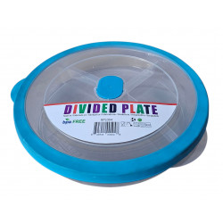 DIVIDED  4 SECTION PLASTIC PLATE WITH LID 24 CM