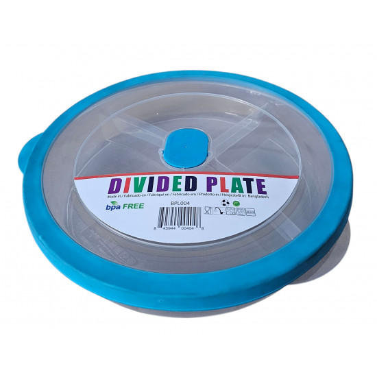 DIVIDED  4 SECTION PLASTIC PLATE WITH LID 24 CM