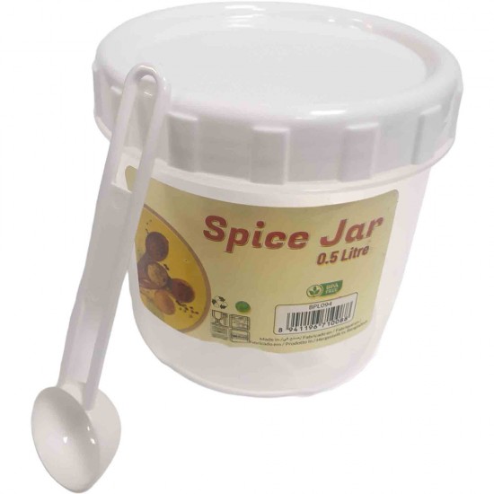 SPICE JAR WITH SPOON PLASTIC 0.5 LT