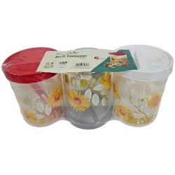 TALL MULTI CONTAINER SET OF THREE PCS WITH SPOON SIZE 850 ML