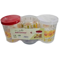 TALL MULTI CONTAINER SET OF THREE PCS WITH SPOON SIZE 1300 ML