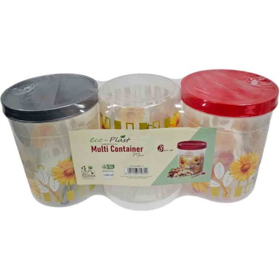 TALL MULTI CONTAINER SET OF THREE PCS WITH SPOON SIZE 2000 ML
