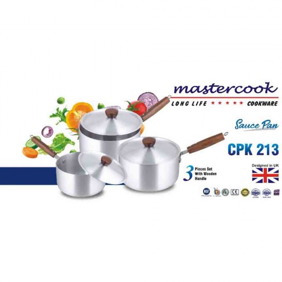 MARC TEAK HANDLE STEWPAN SET SIZE 16-18-20 CM HEAVY TYPE