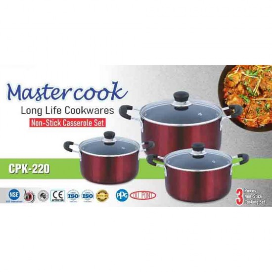 NON STICK 3 PCS CASSEROLE SET WITH INDUCTION RED SIZE 24-28-32 CM NON STICK 3 PCS CASSEROLE SET WITH INDUCTION RED SIZE 24-28-32 CM