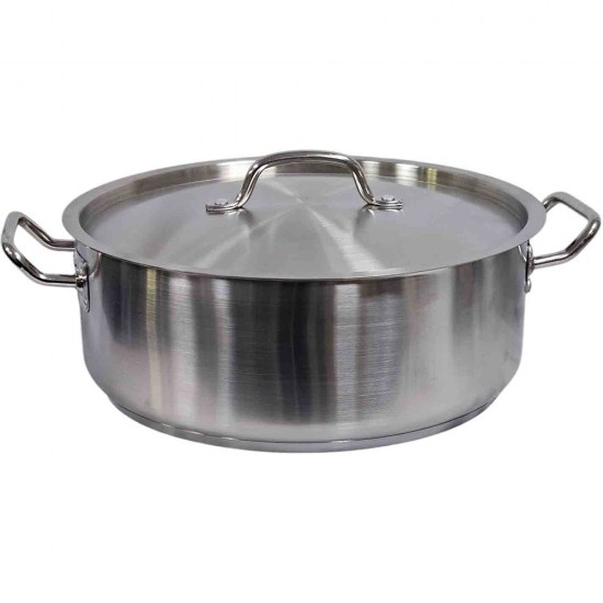STAINLESS STEEL BRAZING PAN LOW HIGHT CASSEROLE SIZE 34X13CM  11.5 LITRES