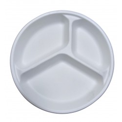 DISPOSABLE ROUND 3 COMPARTMENT PLATE SIZE 10 INCH PAK OF 50