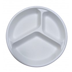 DISPOSABLE ROUND 3 COMPARTMENT PLATE SIZE 10 INCH PAK OF 8
