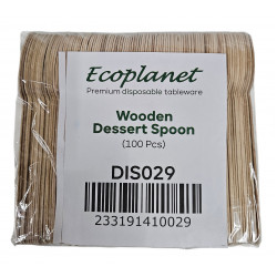 DISPOSABLE WOODEN DESERT SPOONS 140 MM 100 IN A PAK 