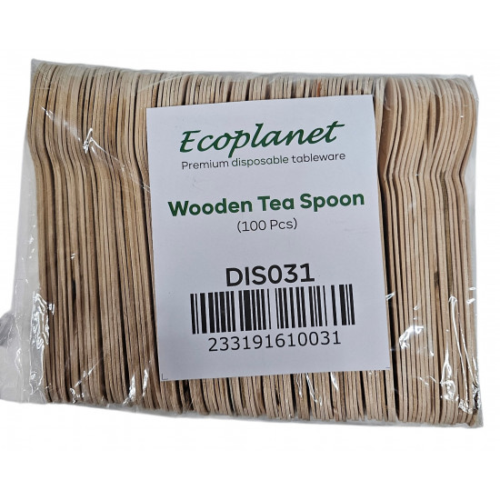 DISPOSABLE  WOODEN TEA SPOONS  160 MM PAK 100