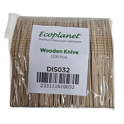 DISPOSABLE WOODEN KNIVE 160 MM PAK 100