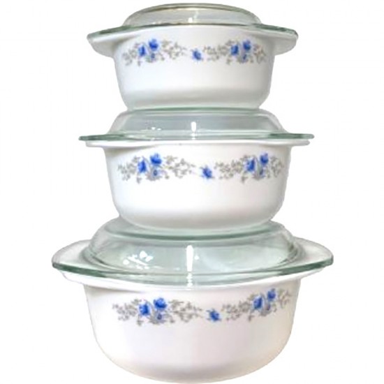 CASSEROLE SET 3 PCS OPAL GIFT BOXED  BLUE