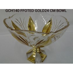 FOOTEDVGLASS GOLD COL BOWL 24 CM
