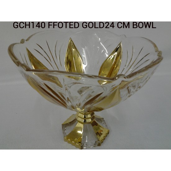 FOOTEDVGLASS GOLD COL BOWL 24 CM