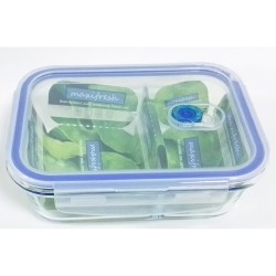 VENTED RECTANGULAR 2 COMPARTMENT CANNISTER GLASS 630 ML