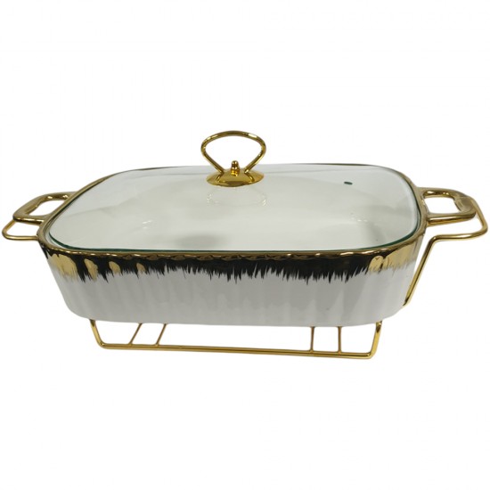 FOOD WARMER 15 INCH RECTANGULAR CASSEROLE WITH GLASS LIDWITH STAND IN GIFT BOX FOOD WARMER 15 INCH RECTANGULAR CASSEROLE WITH GLASS LIDWITH STAND IN GIFT BOX