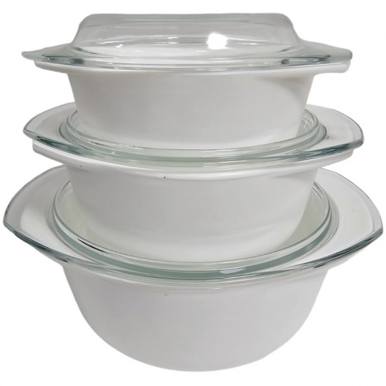 OPAL WHITE CASSEROLE SET 3 PCS 