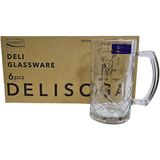 DELI SOGA CLEAR GLASS TALL MUGS SIZE 400 ML PACKED 6 PCS IN BOX