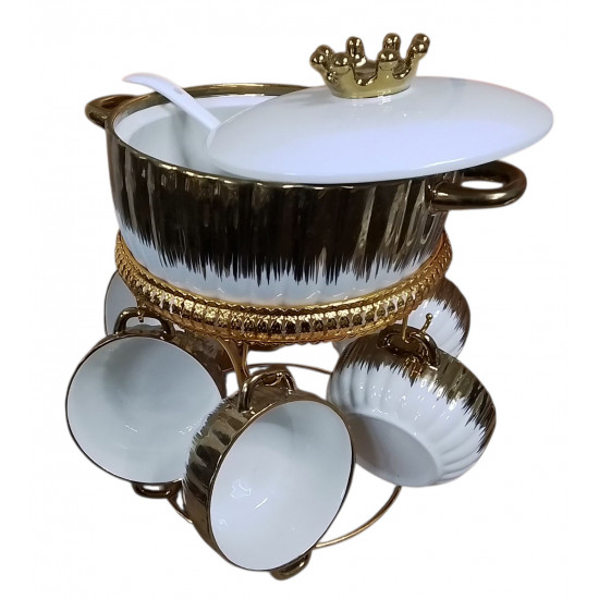 PORCELAIN SOUP SET 7 PCS WHITE GOLD PORCELAIN SOUP SET 7 PCS WHITE GOLD