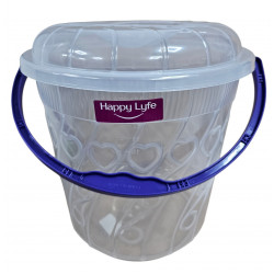 CLEAR BUCKET EMBOSSED WITH LID SIZE 15 LITRE