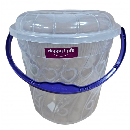 CLEAR BUCKET EMBOSSED WITH LID SIZE 15 LITRE