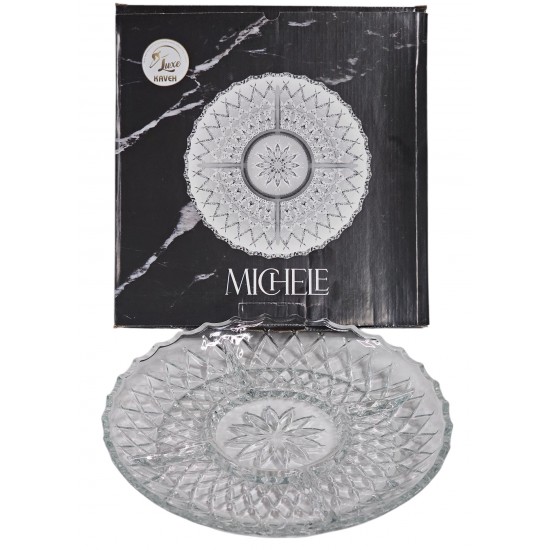 COMPARTMENT DISH GLASS LARGE ROUND MICHELE SIZE 28.5 CM