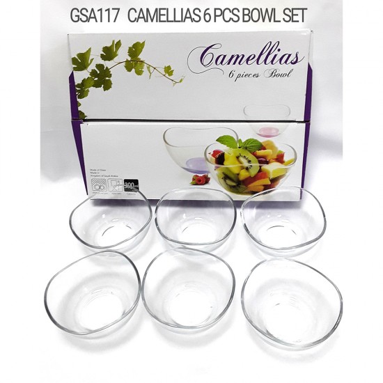 CAMELLIAS 6 PCS CLEAR GLASS BOWL SET 