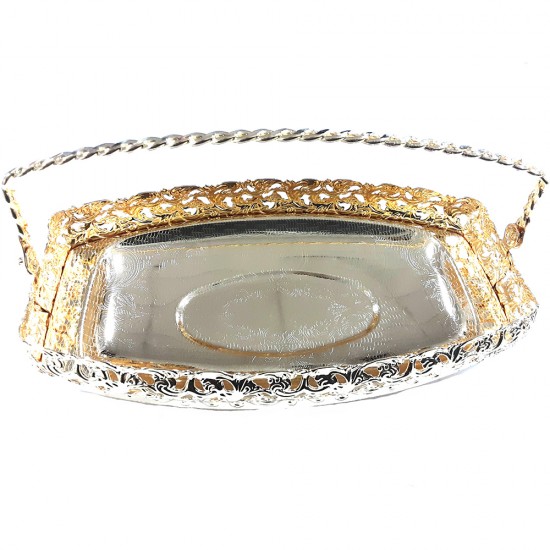 GOLD MITHAI SWEET DISH WITH HANDLE GOLD MITHAI SWEET DISH WITH HANDLE