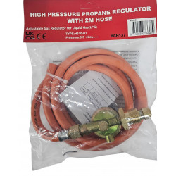HIGH PRESURE PROPANE REGULATOR WITH 2 METRE HOSE 