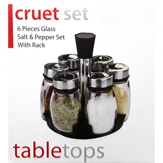 6 PCS REVOLVING SPICE RACK SILVER TOP 6 PCS REVOLVING SPICE RACK SILVER TOP