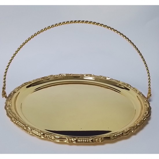 GOLD COLOUR TRAY WITH HANDLE GOLD COLOUR TRAY WITH HANDLE