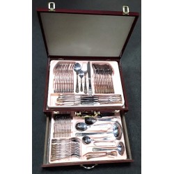 72 PC CUTLERY SET GOLD PLATED IN WOODEN CASE