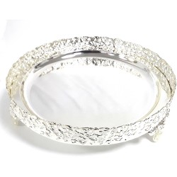 PAN DAN MEDIUM SIZE GALLERY TRAY SILVER PLATED 28 CM ROUND 