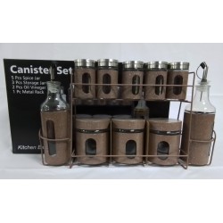 10 PCS VINEGAR AND CANNISTER SET ON STAND
