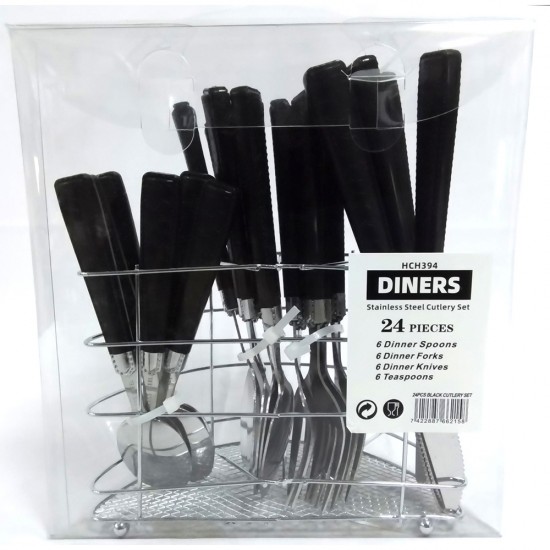 CUTLERY SET BLACK 24 PCS SET