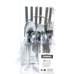 CUTLERY SET ON STAND IN PVC DISPLAY PACK SILVER DINERS COLLECTION