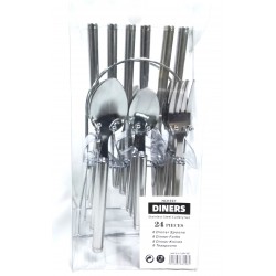 CUTLERY SET ON STAND IN PVC DISPLAY PACK SILVER DINERS COLLECTION
