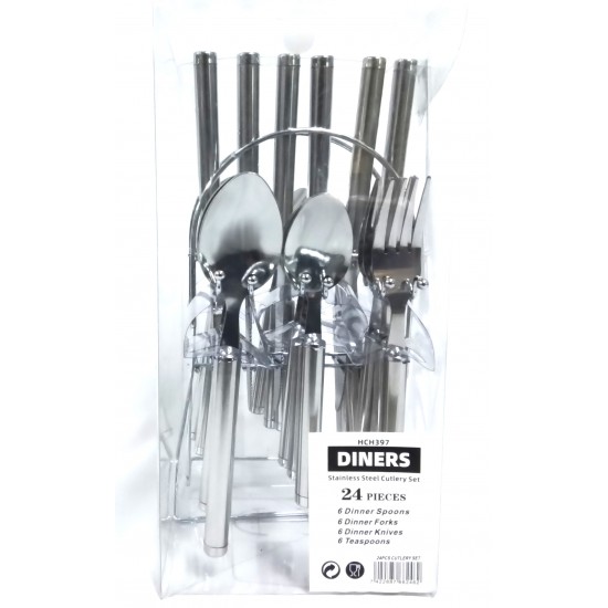 CUTLERY SET ON STAND IN PVC DISPLAY PACK SILVER DINERS COLLECTION