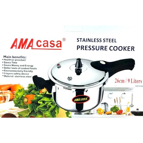 STAINLESS STEEL PRESURE COOKER  9 LT WITH INDUCTION