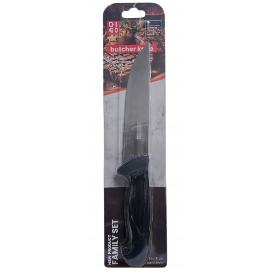 KNIFE 7 INCH BLACK BUTCHERS WITH BLACK HANDLE