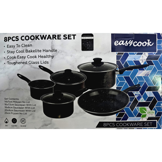 CARBON STEEL COOKWARE SET 8 PCS FOR STUDENTS IN GIFT BOX EASYCOOK