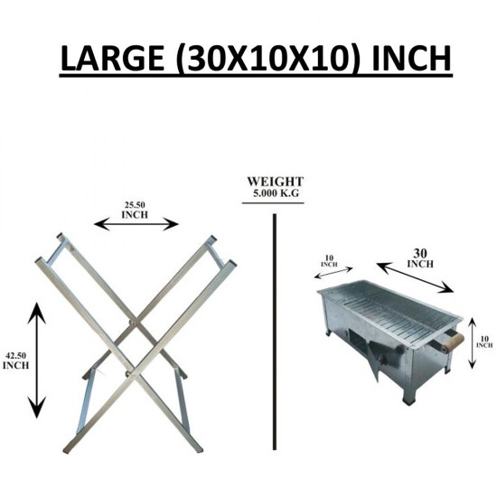 BBQ LARGE WITH STAND SIZE 30 X 10 X 10 INCH SILVER BBQ LARGE WITH STAND SIZE 30 X 10 X 10 INCH SILVER