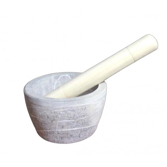 EXTRA LARGE JUMBO SIZE STONE MORTER PESTLE WITH HANDLE HEAVY TYPE SIZE 23 CM X 13 CM