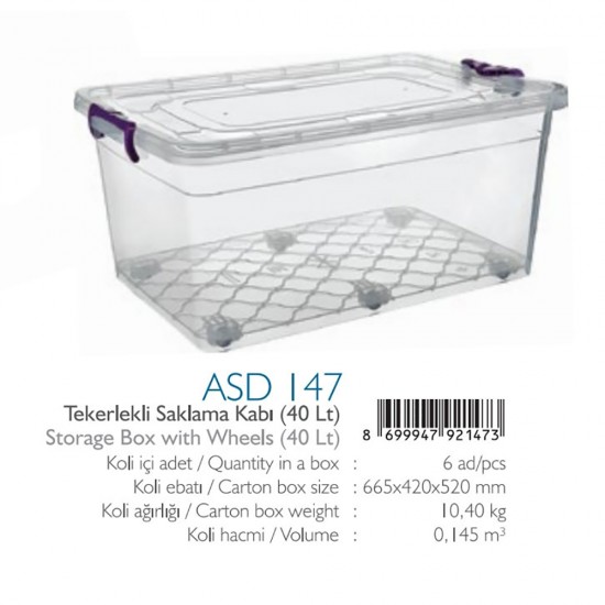 STORAGE BOX WITH WHEELS 40 LT