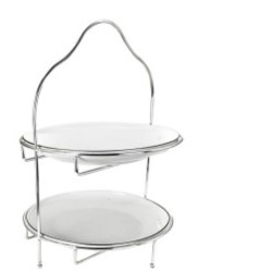 TWO LAYER WIRE CAKE STAND SILVER 27CM