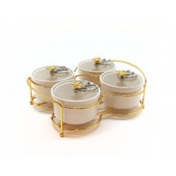 CERAMIC 4 PCS WIRE STAND WITH COVERS 24 X 20 CM