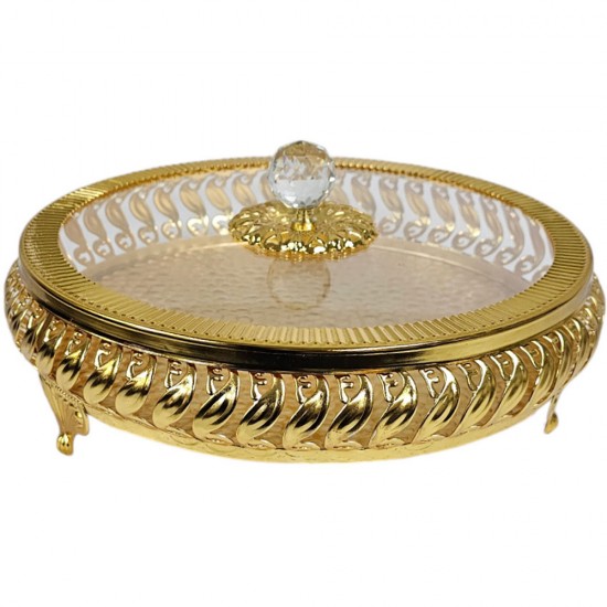 DERYA DESIGN TRAY GOLD WITH ACRYLIC LID SIZE 25 CM DERYA DESIGN TRAY GOLD WITH ACRYLIC LID SIZE 25 CM