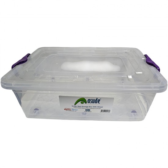 UNDER BED SHALLOW  STORAGE BOX WITH WHEELS 30 LITRE