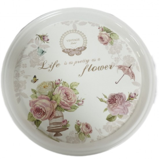TRAY ROUND FLORAL DESIGN ASSORTED PRINT 36 CM ROUND TRAY ROUND FLORAL DESIGN ASSORTED PRINT 36 CM ROUND