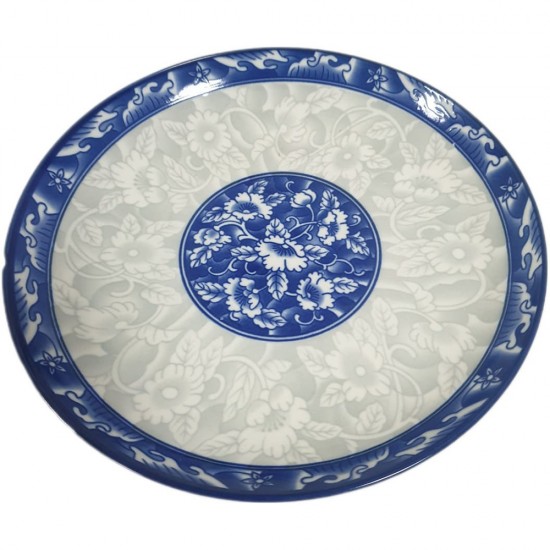 12 INCH BLUE ROUND PLATTER PORCELAIN 12 INCH BLUE ROUND PLATTER PORCELAIN