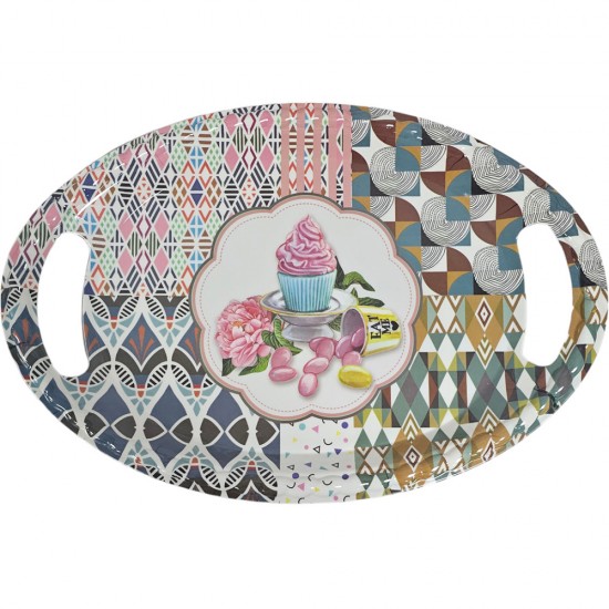 TRAY MELAMINE OVAL ASSORTED PRINT SIZE 41 X 28 CM TRAY MELAMINE OVAL ASSORTED PRINT SIZE 41 X 28 CM